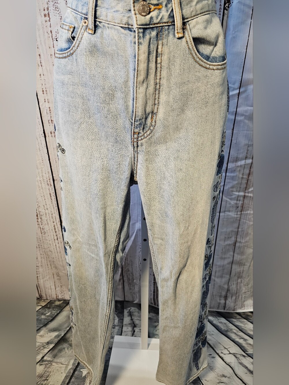BDG Urban Outfitters Cowboy Jean Size 27 Embroidered Cactus Floral Western